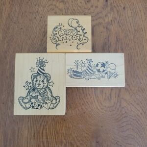 Wooden Stamps with Birthday Designs